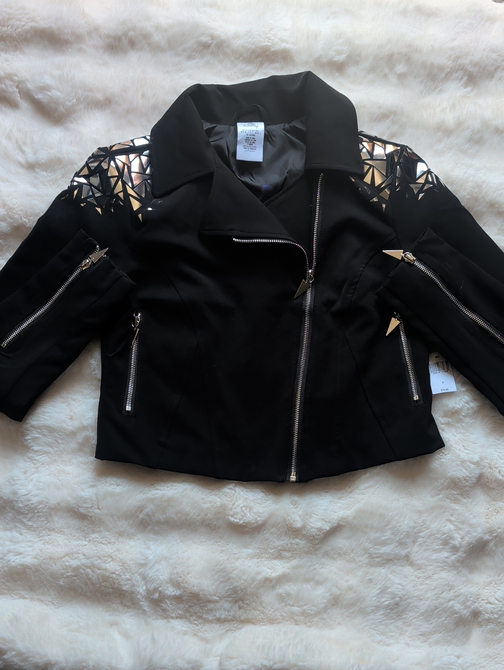 Disney Black Jacket with Metallic Gold Mirror Shoulder Accents